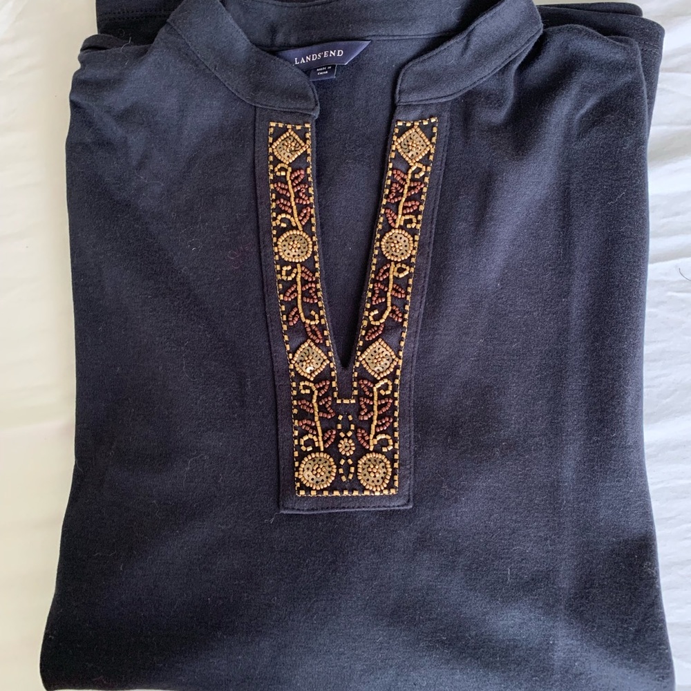 Lands End Embellished Shirt NWOT 10-12
